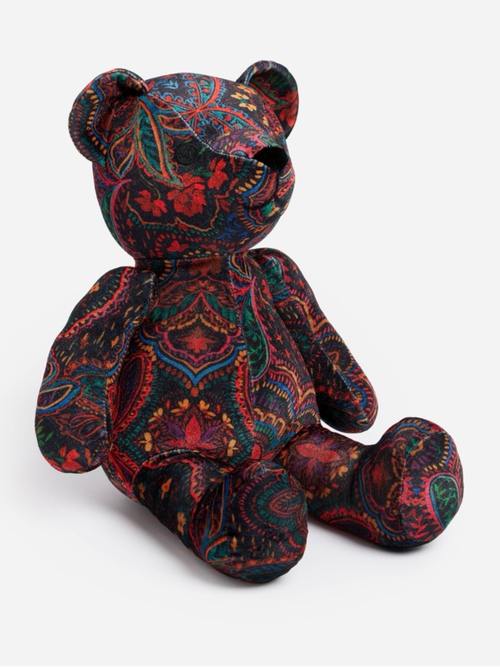 Johnny Was "Mystic Wonder" teddy bear in a multi-color paisley velvet design NWT